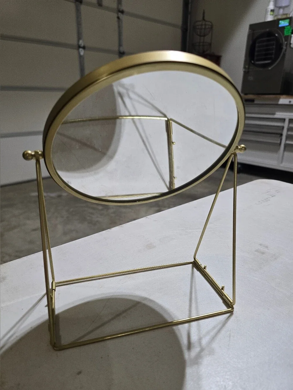 Gold Oval Freestanding Vanity Mirror